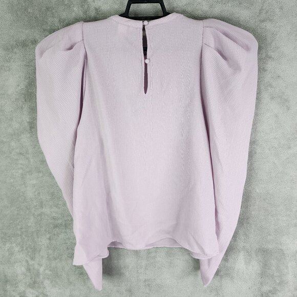 Womens H&M Lavender Textured Blouse Top Peasant Sleeve Size M - Picture 5 of 8